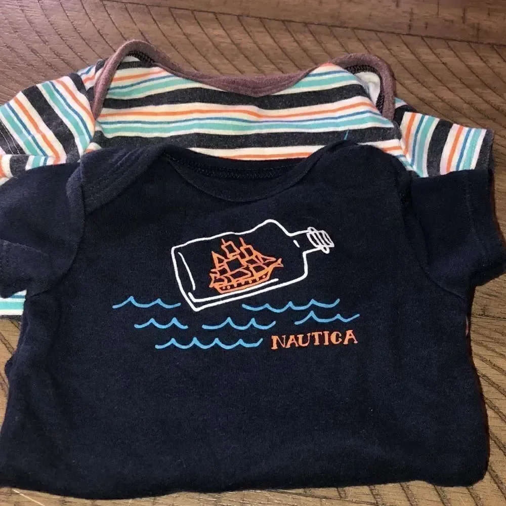 2 Nautica Onesies for your Wee One Snap 🫰 Bottoms Easy In and Out 0 to 3 Months